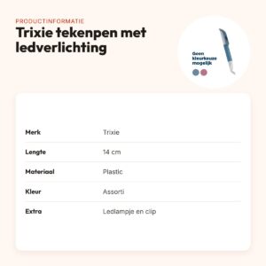 Trixie tekenpen met ledverlichting 14 cm – assorti kleur – productinformatie
