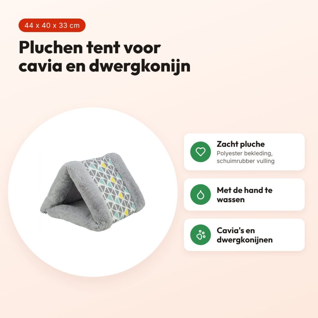 Trixie tent Sunny 44 x 40 x 33 cm – grijs, voor cavia en dwergkonijn – voordelen