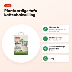 Trixie tofu kattenbakvulling 2,5 kg – plantaardig en stofarm – voordelen