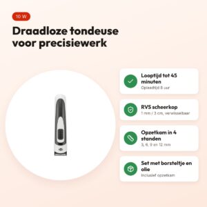 Trixie tondeuse TR500 Slim draadloos 10 W – wit/zwart – voordelen