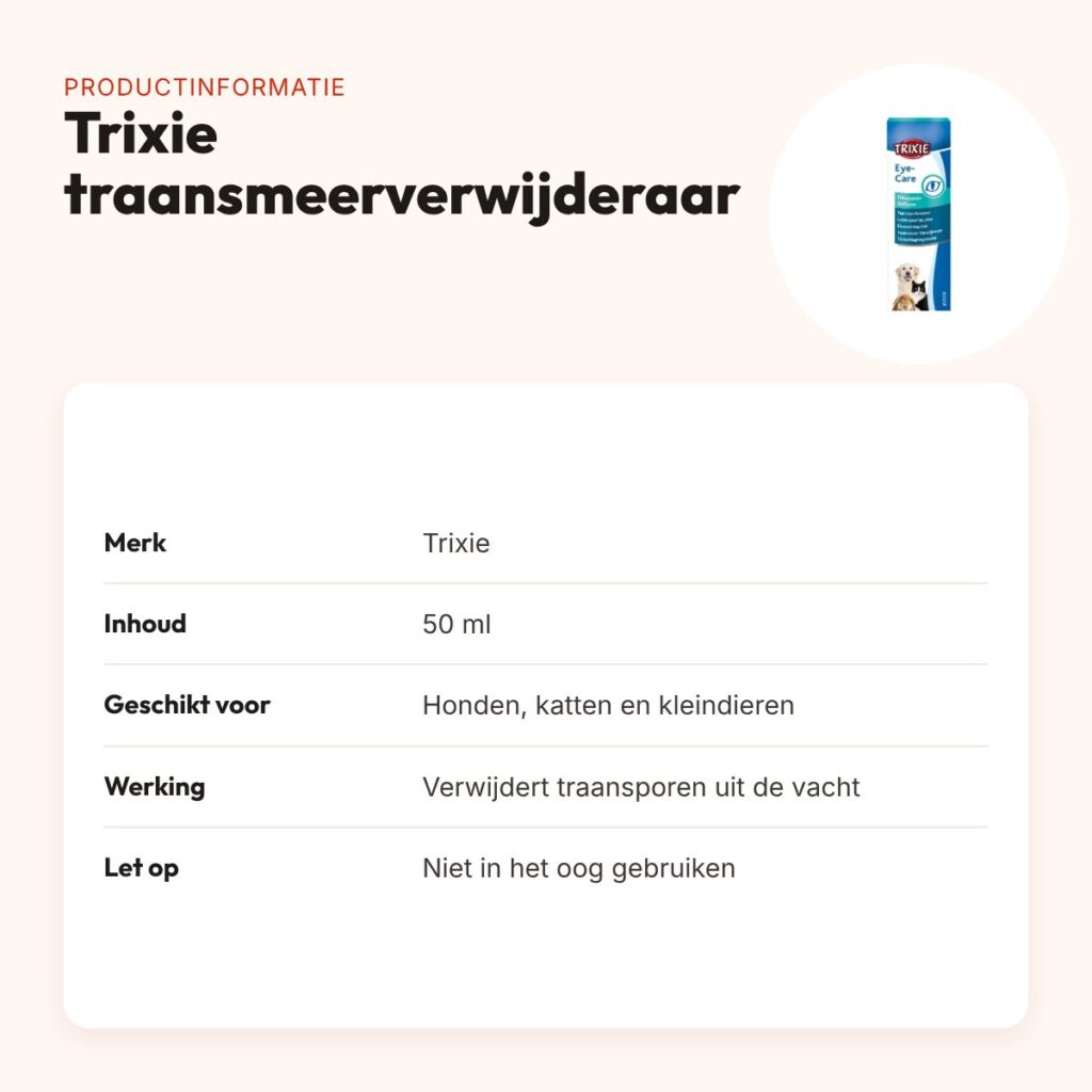 Trixie traansmeerverwijderaar 50 ml – voor honden, katten en kleindieren – productinformatie