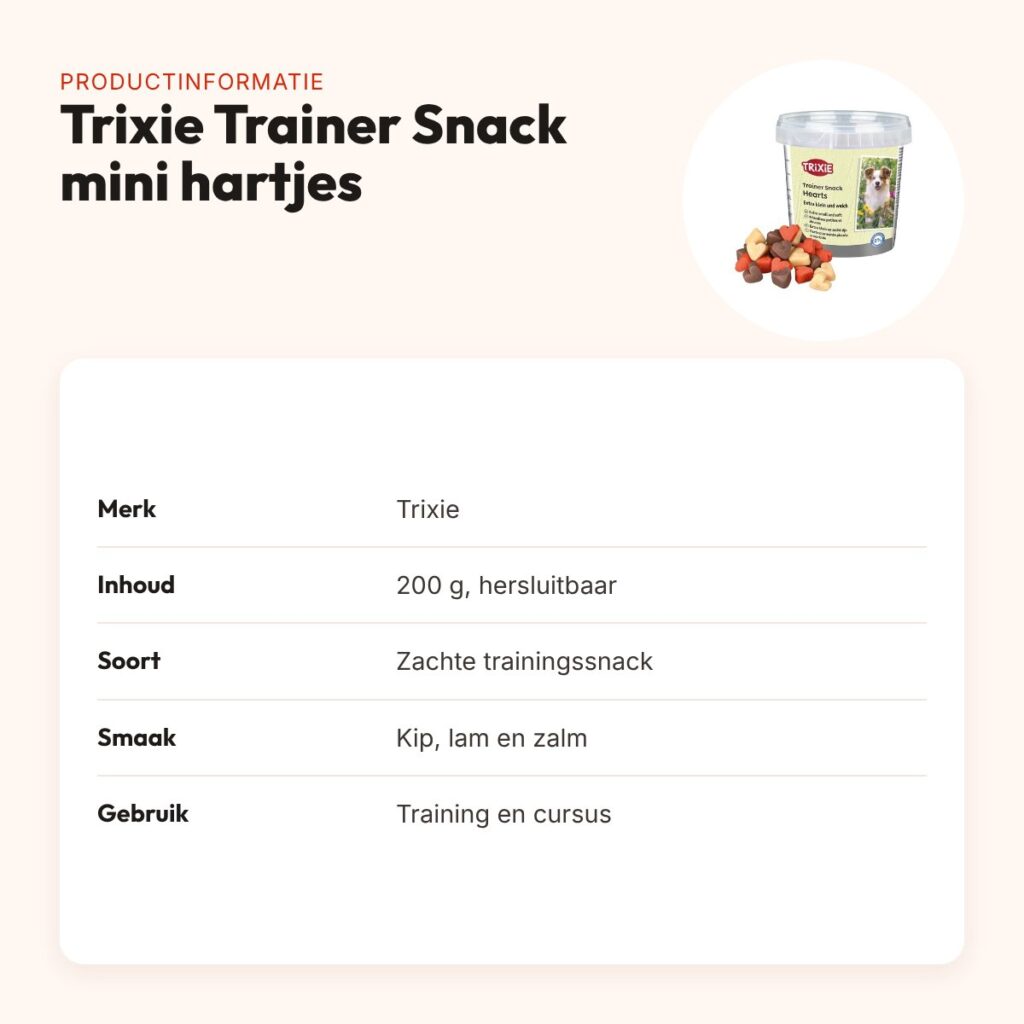 Trixie Trainer Snack mini hartjes 200 g – kip, lam en zalm – productinformatie