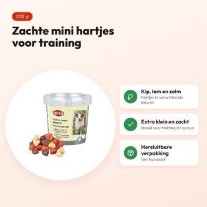 Trixie Trainer Snack mini hartjes 200 g – kip, lam en zalm – voordelen