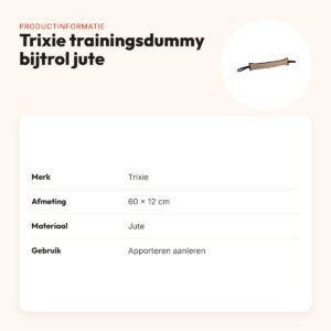 Trixie training dummy bijtrol van jute 60 x 12 cm – met twee lussen – productinformatie