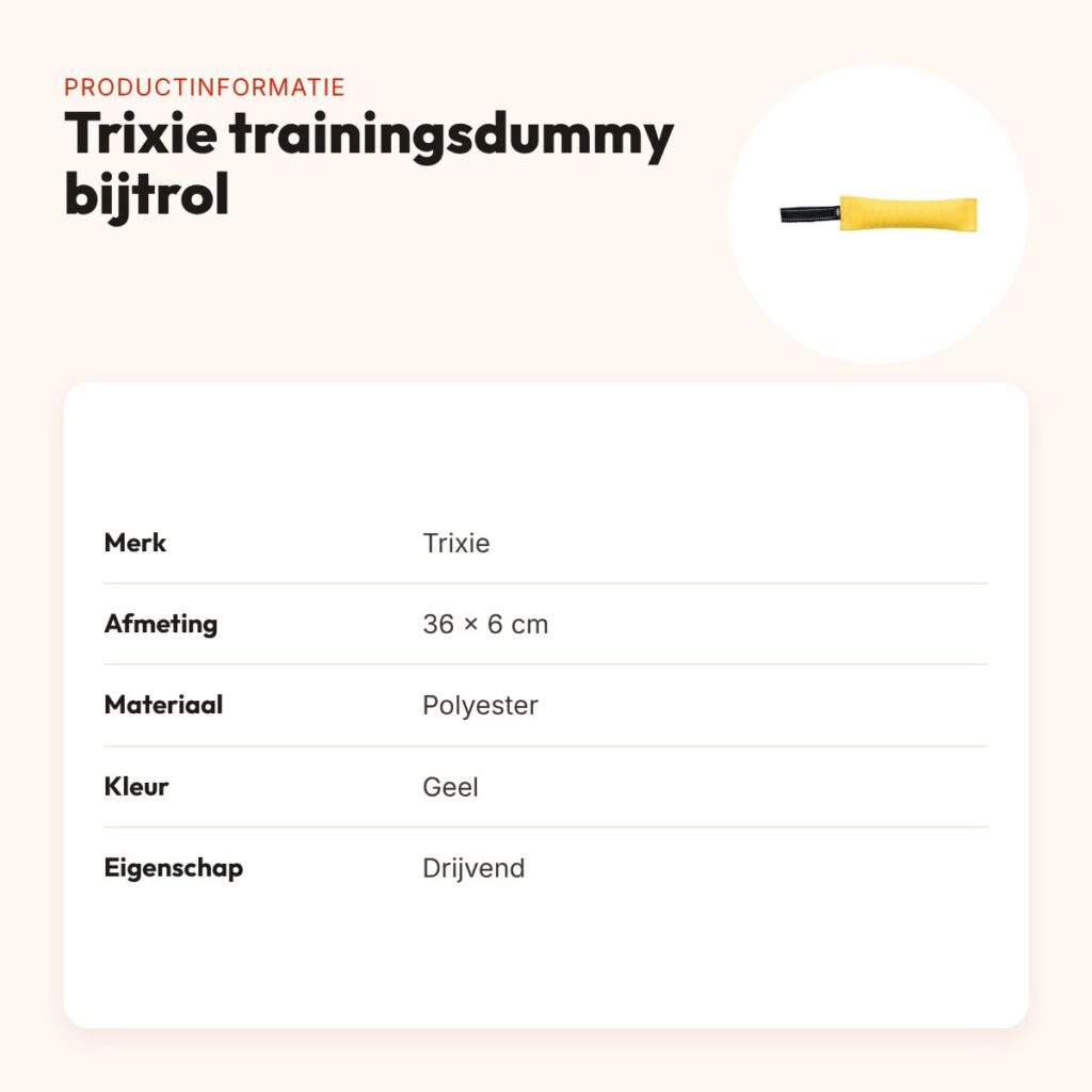Trixie trainingsdummy bijtrol 36 x 6 cm – drijvend, geel – productinformatie