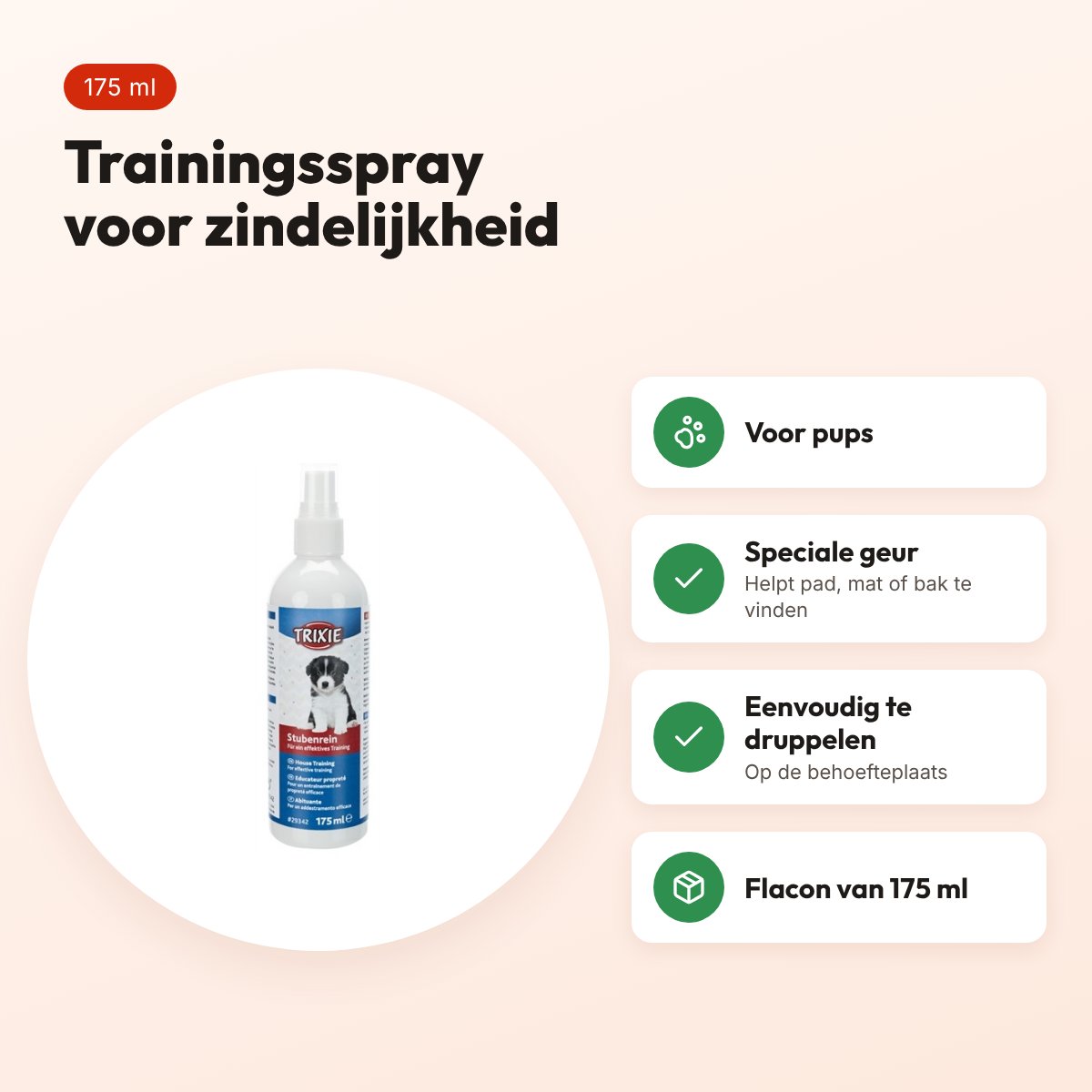 Trixie trainingsspray zindelijkheid 175 ml – voor pups – voordelen