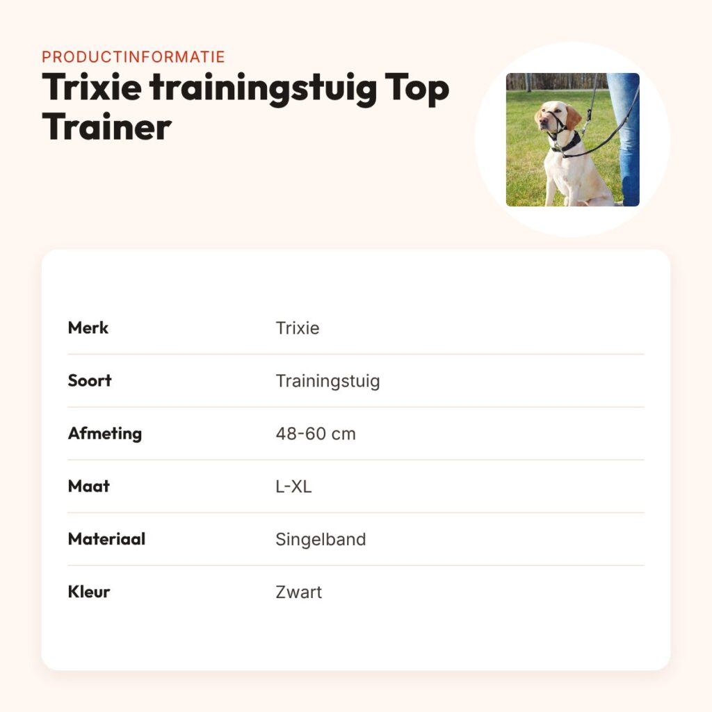 Trixie trainingstuig Top Trainer anti-trek zwart L-XL 48-60 cm – productinformatie