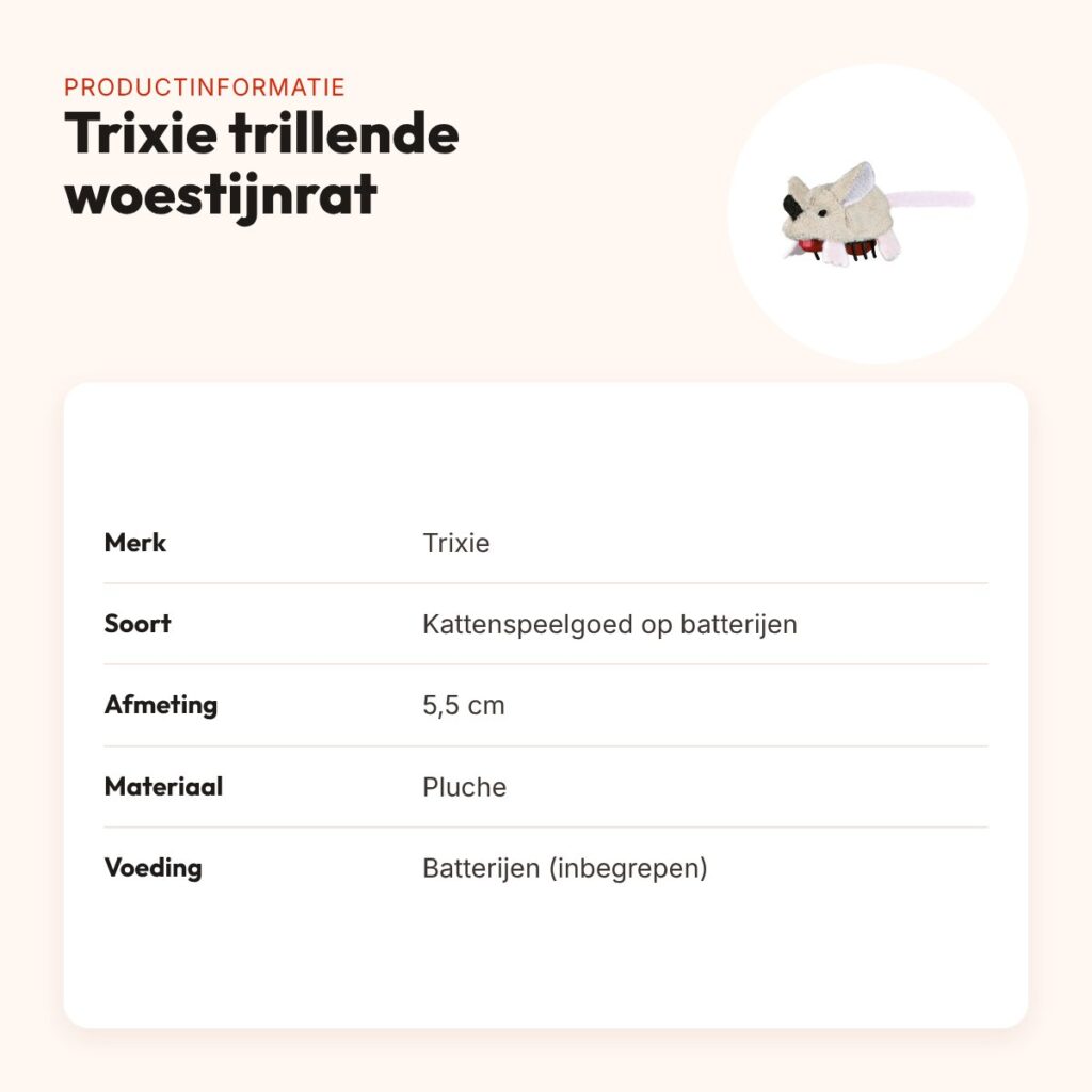 Trixie trillende woestijnrat pluche 5,5 cm – kattenspeelgoed op batterijen – productinformatie