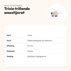 Trixie trillende woestijnrat pluche 5,5 cm – kattenspeelgoed op batterijen – productinformatie