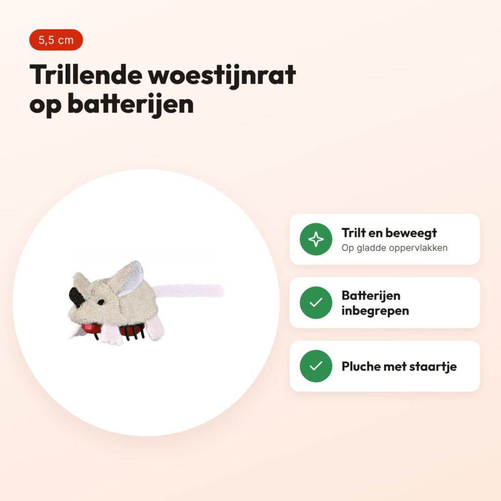 Trixie trillende woestijnrat pluche 5,5 cm – kattenspeelgoed op batterijen – voordelen