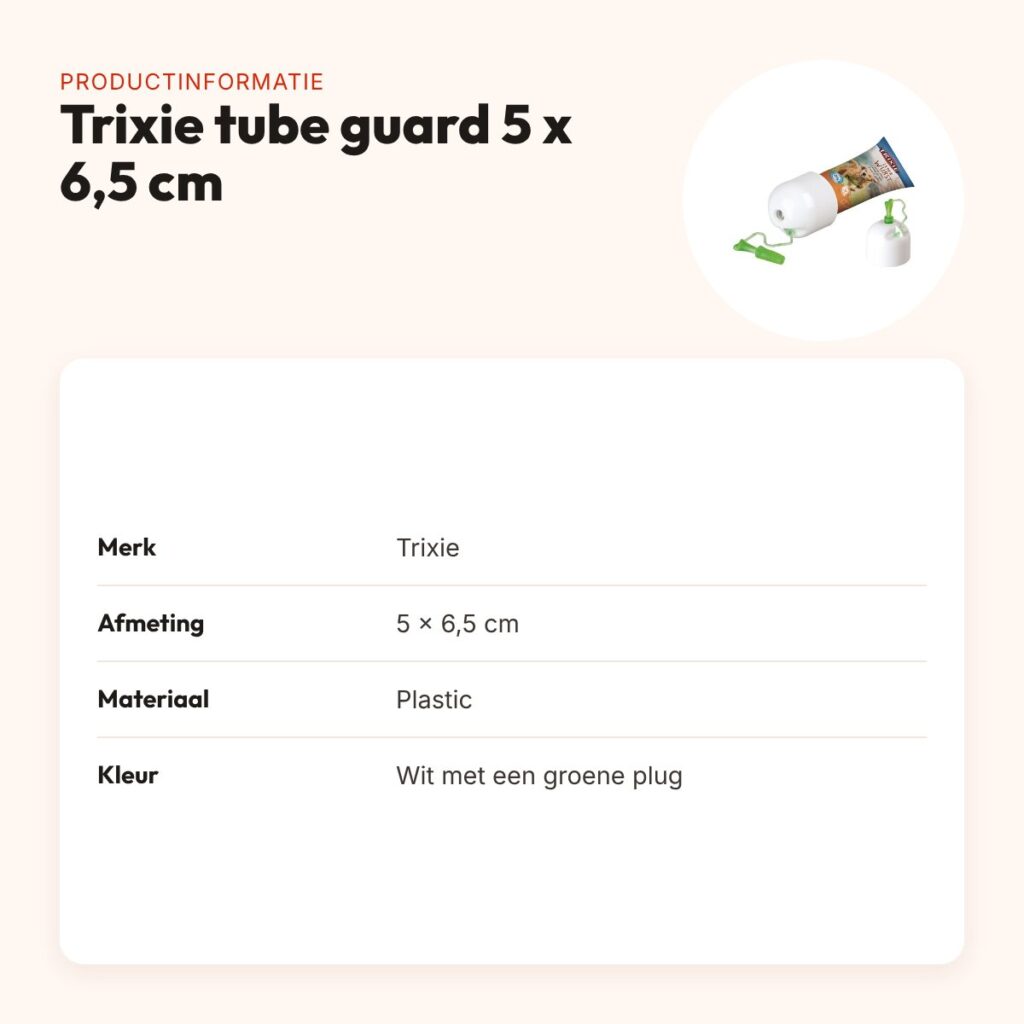 Trixie tube guard plastic wit met groene plug 5 x 6,5 cm – productinformatie