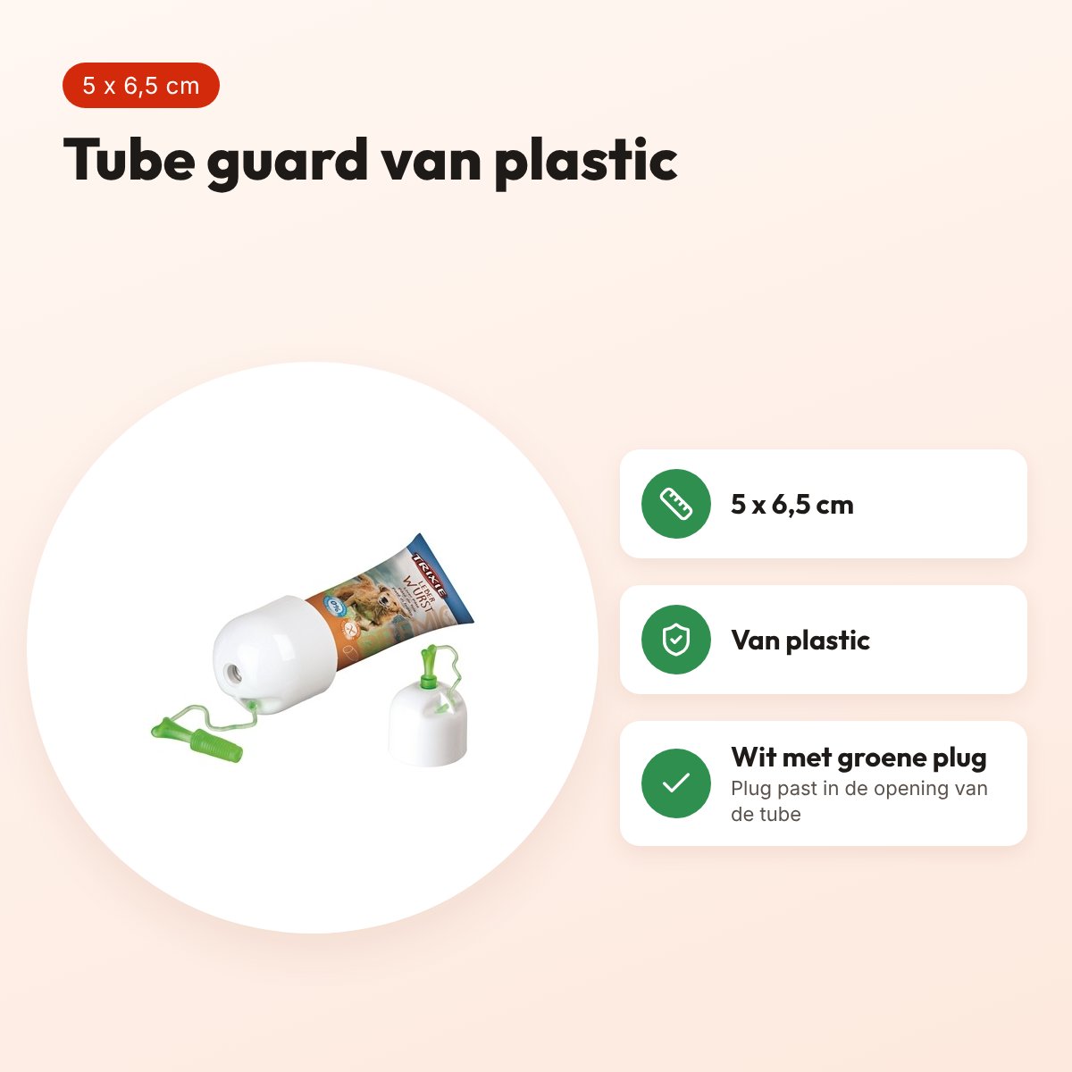 Trixie tube guard plastic wit met groene plug 5 x 6,5 cm – voordelen