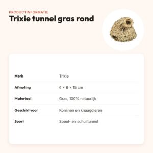 Trixie tunnel gras rond 6 x 6 x 15 cm – voor knaagdieren en konijnen – productinformatie