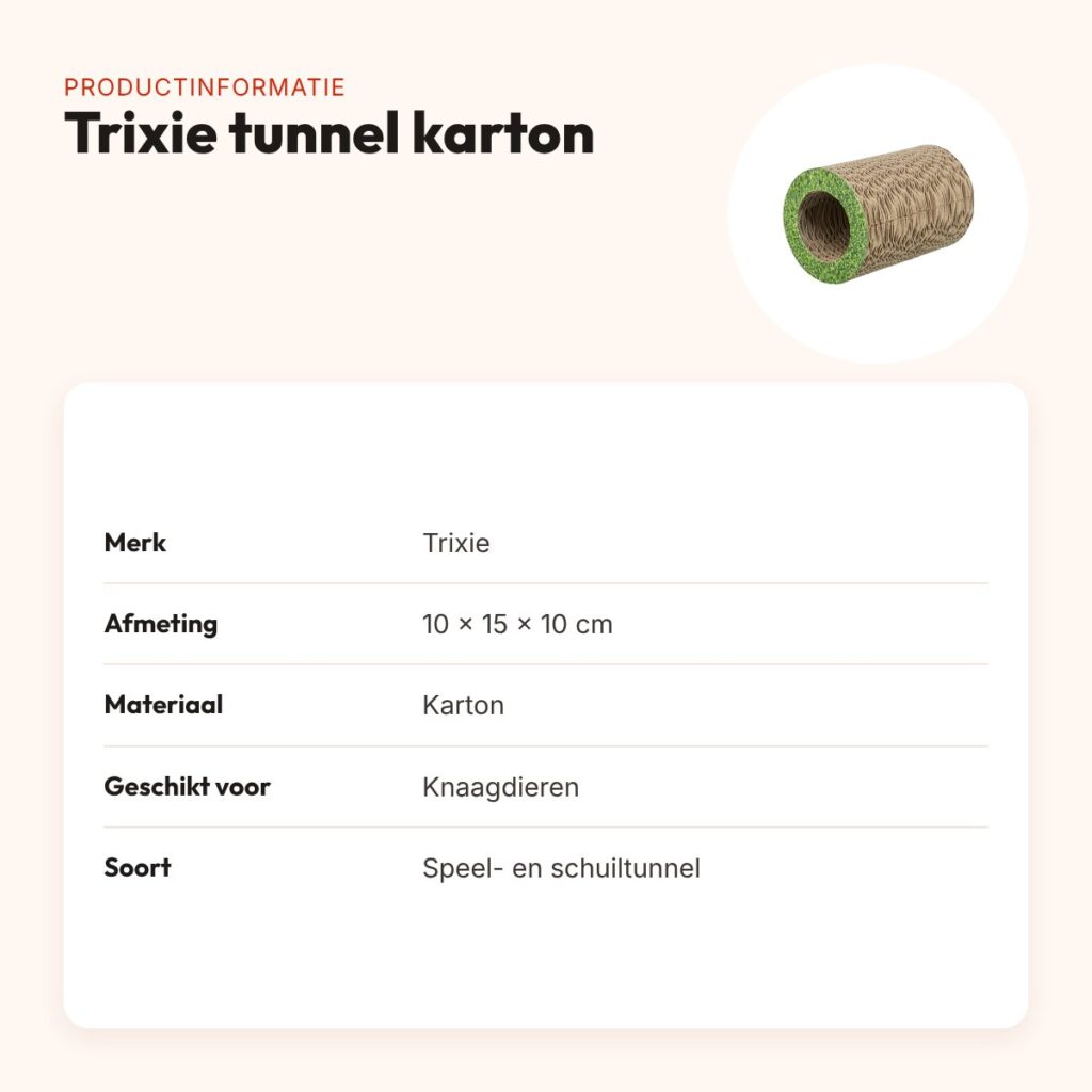 Trixie tunnel karton 10 x 15 x 10 cm – voor knaagdieren – productinformatie