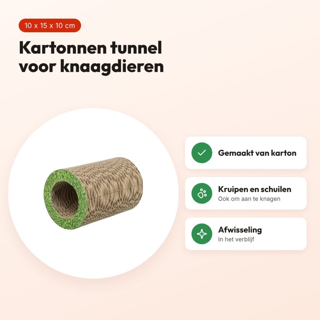 Trixie tunnel karton 10 x 15 x 10 cm – voor knaagdieren – voordelen