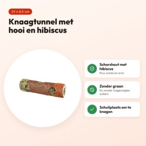 Trixie tunnelbuis met hooi en hibiscus 20 x 6,5 cm – knaagspeelgoed – voordelen