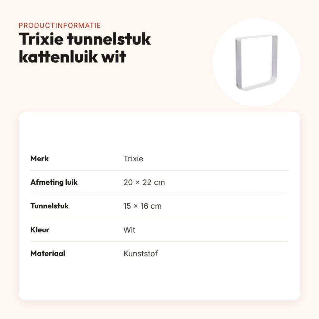 Trixie tunnelstuk voor 4-weg kattenluik wit 20 x 22 cm – productinformatie