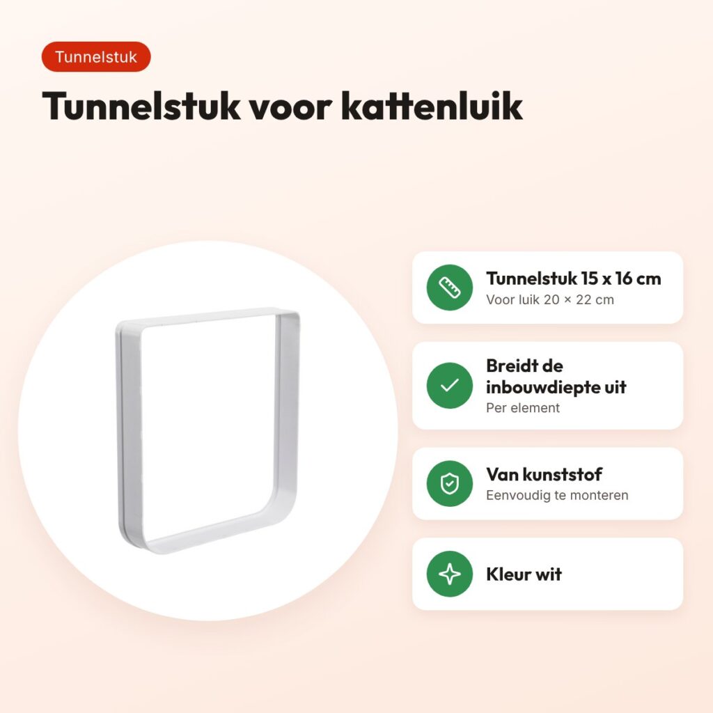 Trixie tunnelstuk voor 4-weg kattenluik wit 20 x 22 cm – voordelen