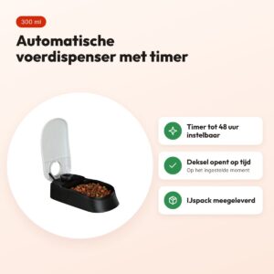 Trixie TX1 automatische voerdispenser 300 ml – timer, 13 x 7 x 24 cm – voordelen
