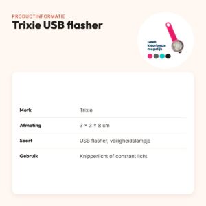 Trixie USB flasher 3 x 3 x 8 cm – spatwaterbestendig veiligheidslampje – productinformatie