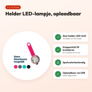 Trixie USB flasher 3 x 3 x 8 cm – spatwaterbestendig veiligheidslampje – voordelen