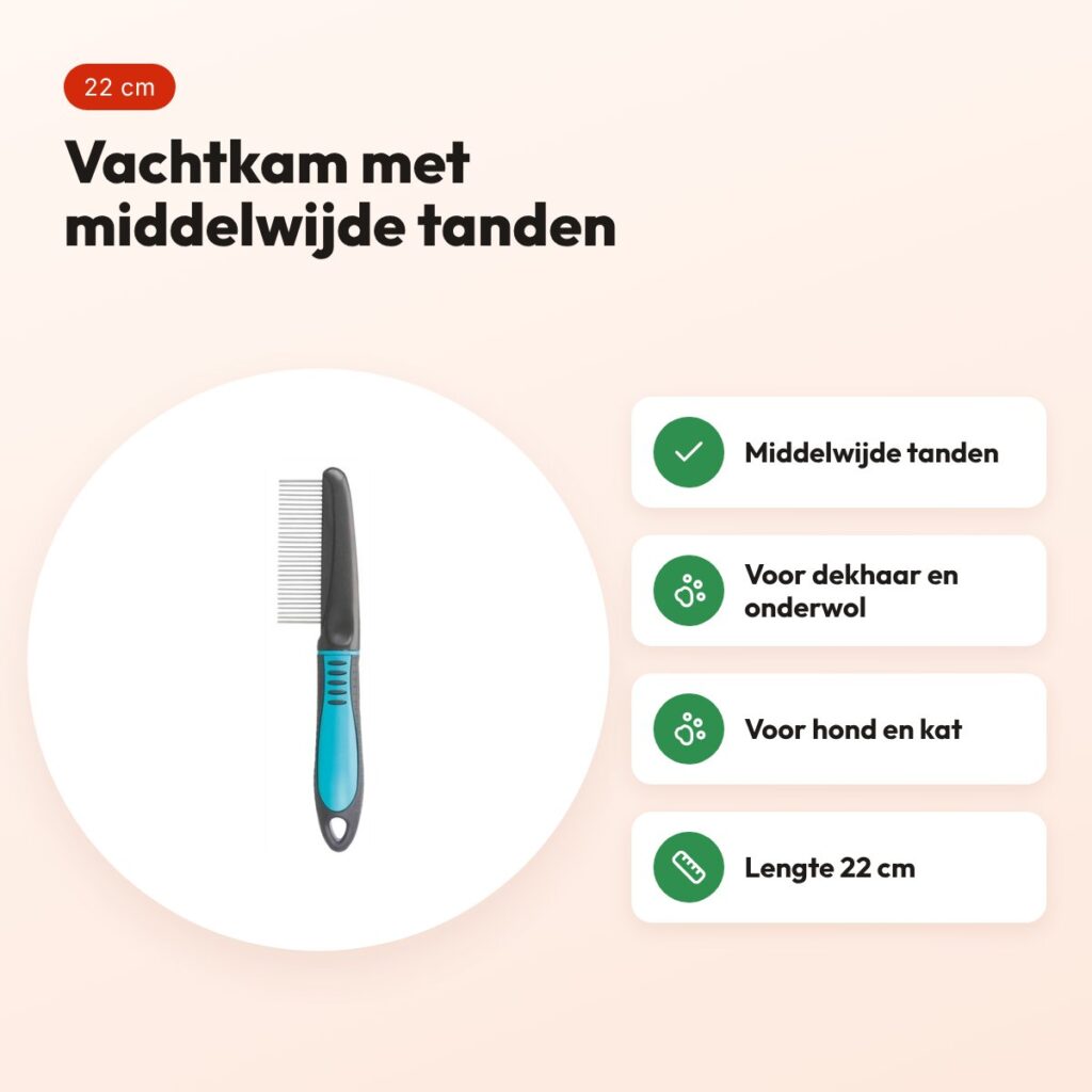 Trixie vachtkam middelwijde tanden 22 cm – voor honden en katten – voordelen