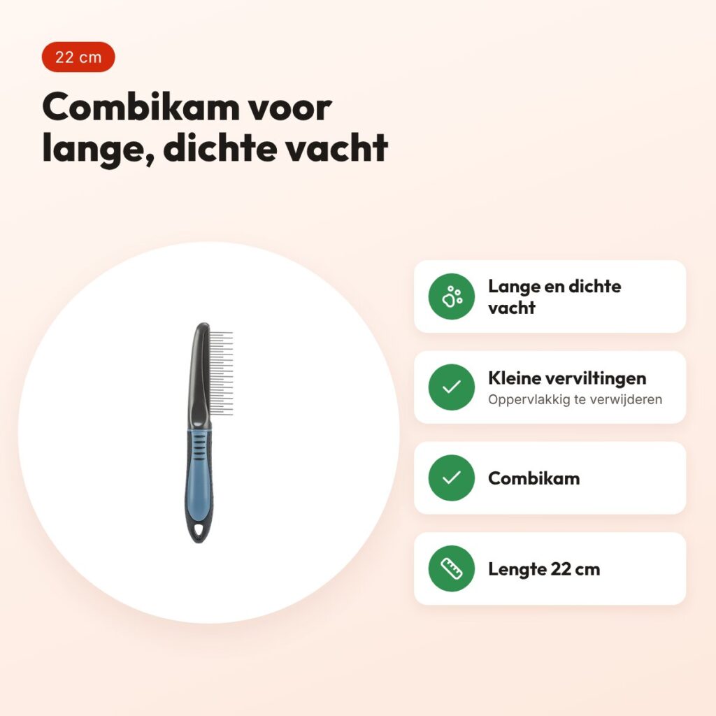 Trixie vachtontklitter combikam 22 cm – voor lange, dichte vacht – voordelen
