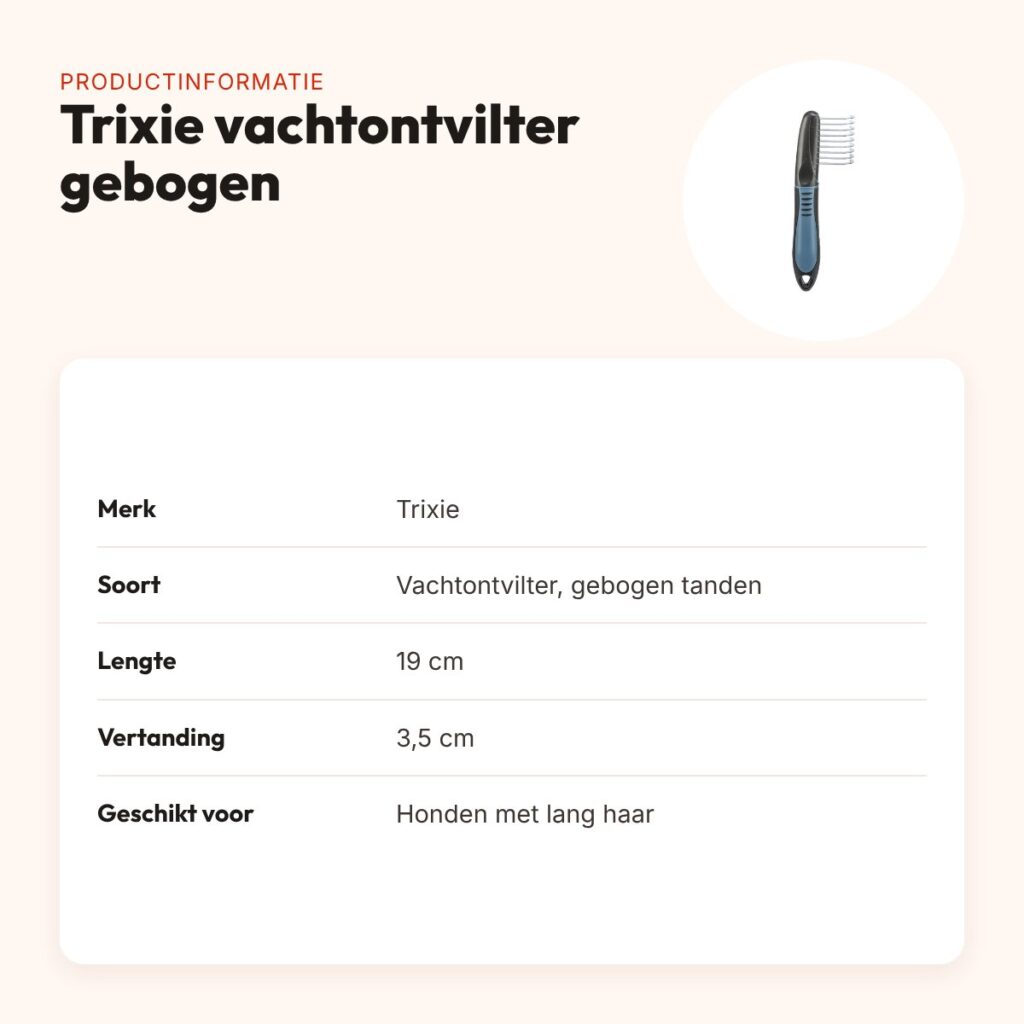 Trixie vachtontvilter gebogen tanden 19 cm – voor honden met lang haar – productinformatie