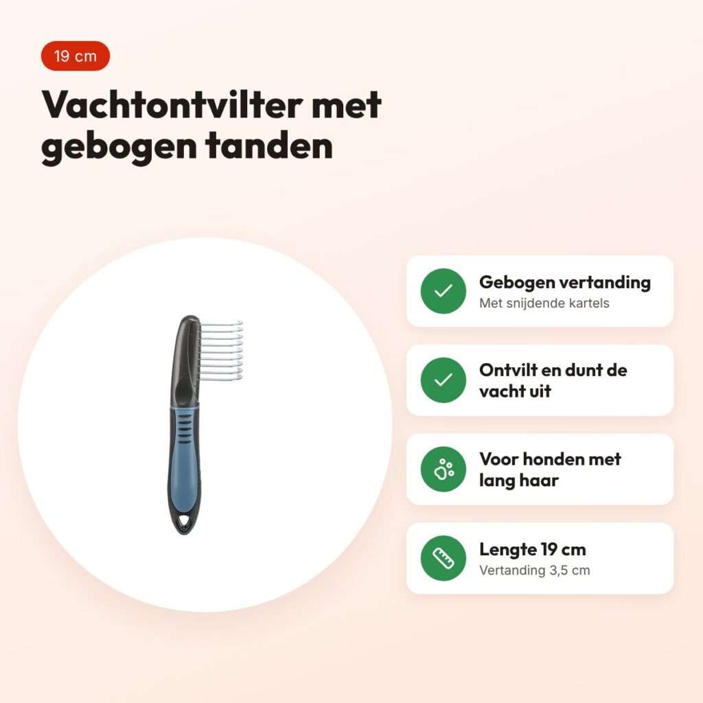 Trixie vachtontvilter gebogen tanden 19 cm – voor honden met lang haar – voordelen