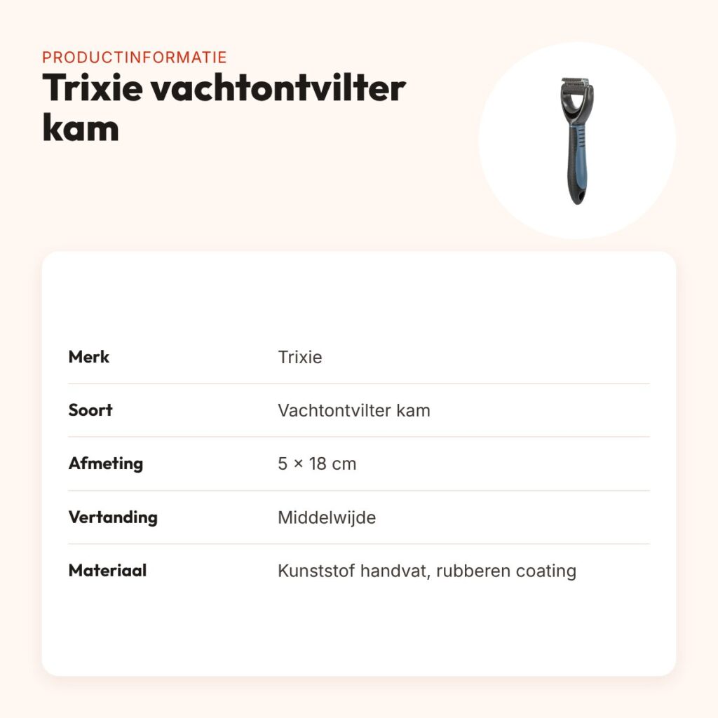 Trixie vachtontvilter kam 5 x 18 cm – middelwijde vertanding – productinformatie