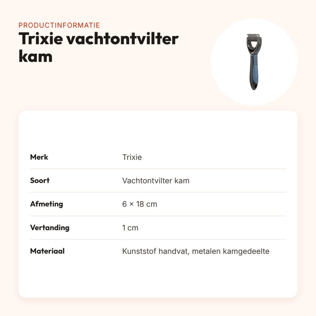 Trixie vachtontvilter kam 6 x 18 cm – vertanding van 1 cm – productinformatie