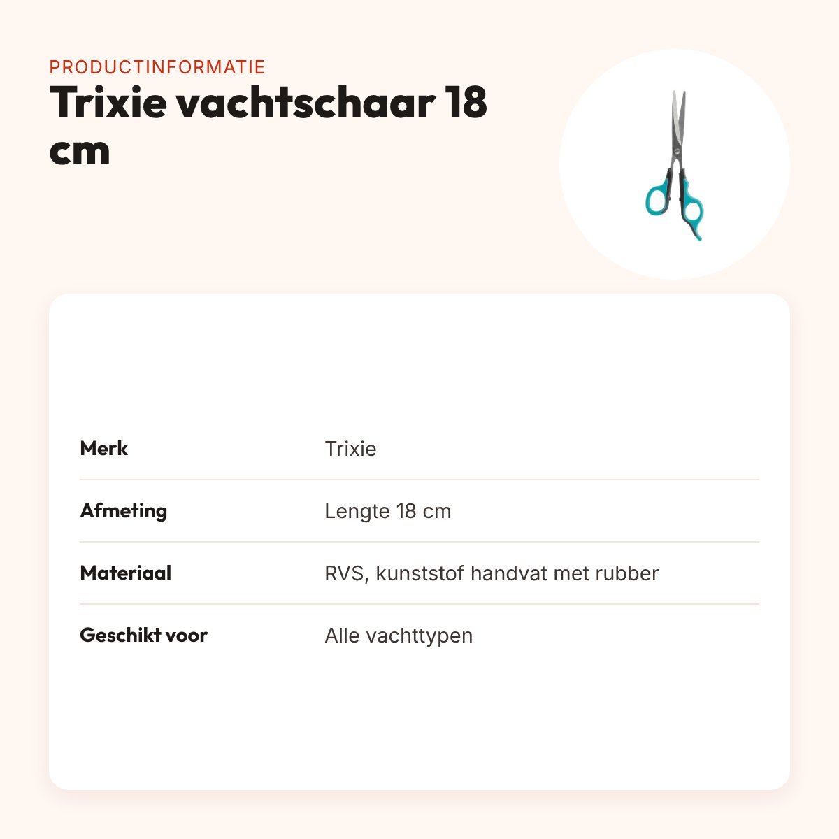Trixie vachtschaar 18 cm – RVS, met rubberen handvat – productinformatie