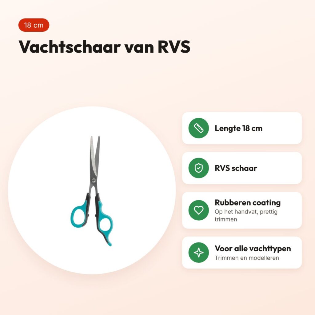 Trixie vachtschaar 18 cm – RVS, met rubberen handvat – voordelen