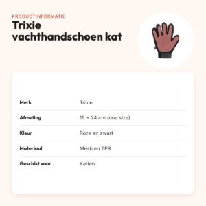 Trixie vachtverzorgingshandschoen kat roze/zwart 16 x 24 cm – productinformatie