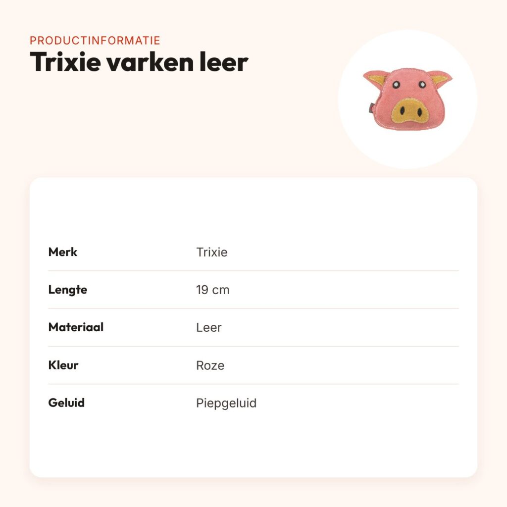 Trixie varken leer 19 cm – hondenspeeltje met piepgeluid – productinformatie