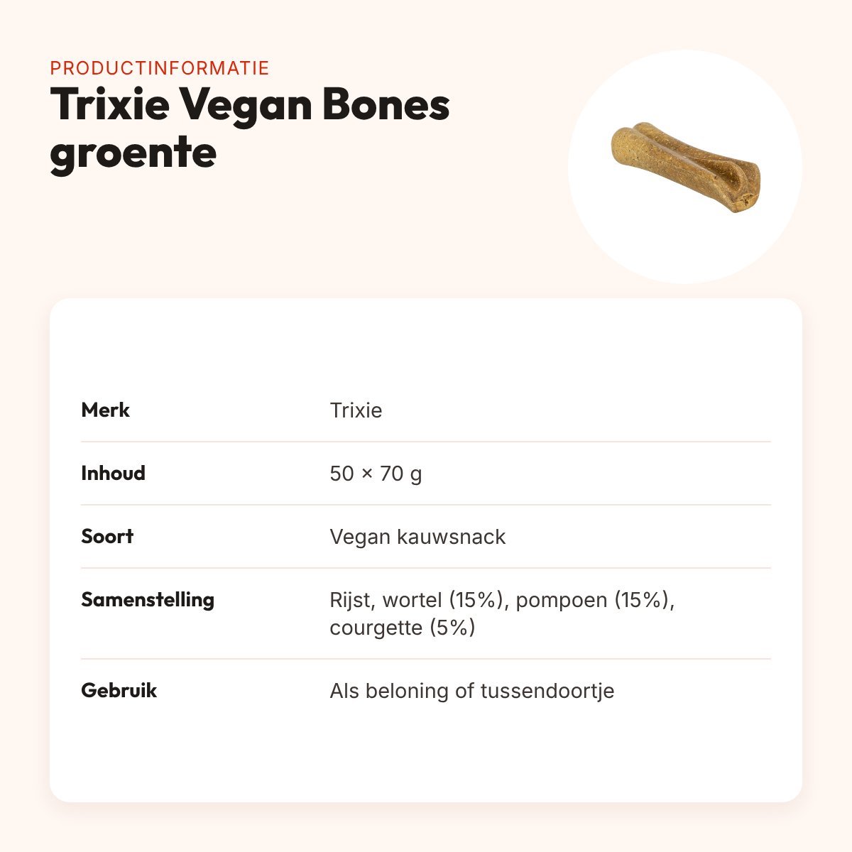 Trixie Vegan Bones kauwsnack met groente 50 x 70 g – productinformatie