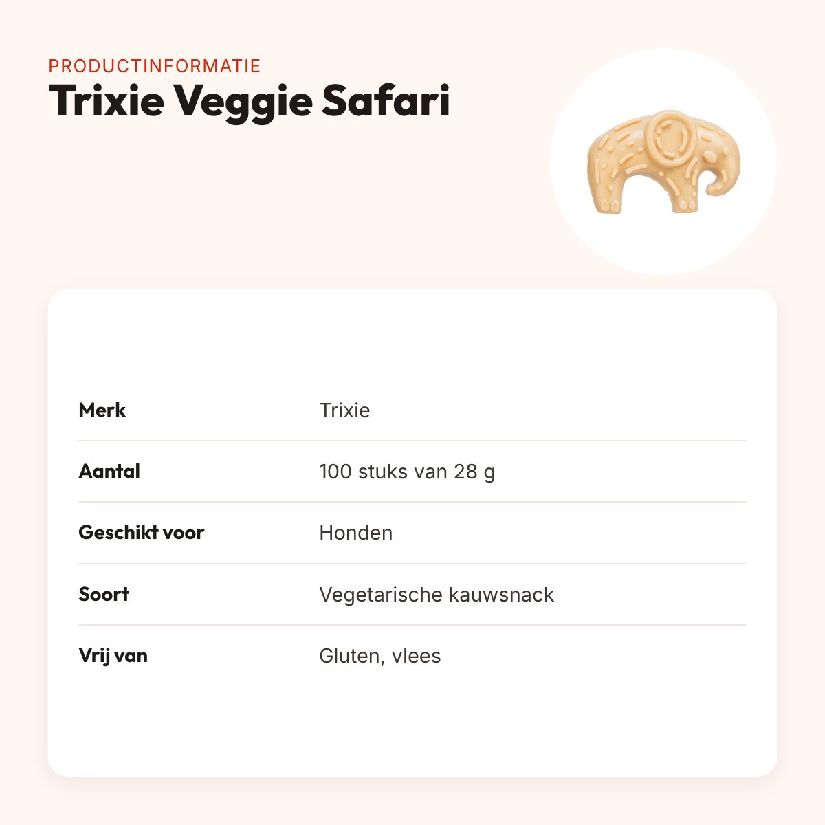 Trixie Veggie Safari vegetarische kauwsnack 28 g – glutenvrij, 100 stuks – productinformatie