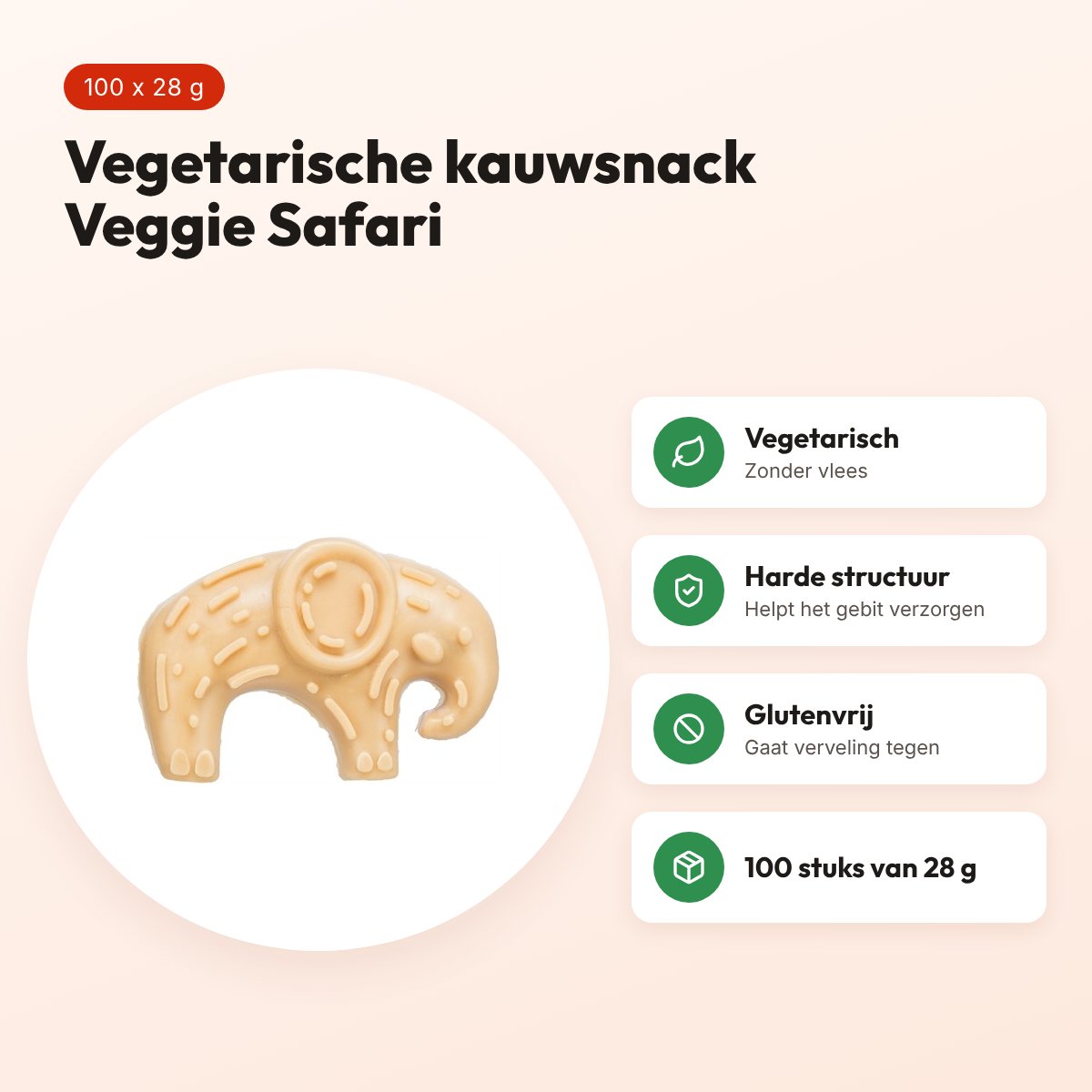 Trixie Veggie Safari vegetarische kauwsnack 28 g – glutenvrij, 100 stuks – voordelen
