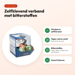 Trixie verband met bitterstoffen 5 cm x 4,5 m – assorti, voor hond – voordelen