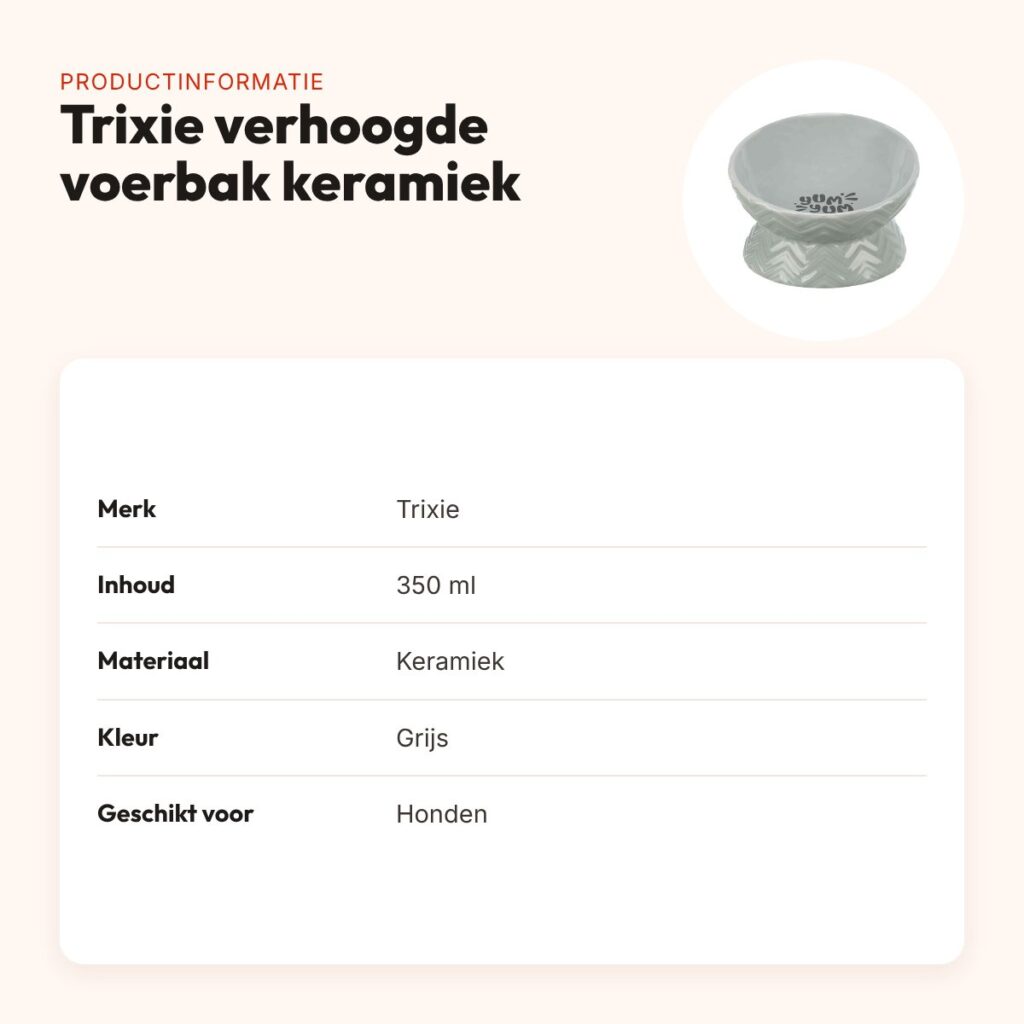 Trixie verhoogde voerbak keramiek grijs 350 ml – ergonomisch, voor honden – productinformatie
