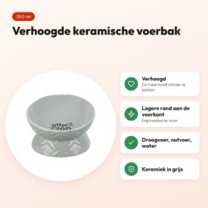Trixie verhoogde voerbak keramiek grijs 350 ml – ergonomisch, voor honden – voordelen