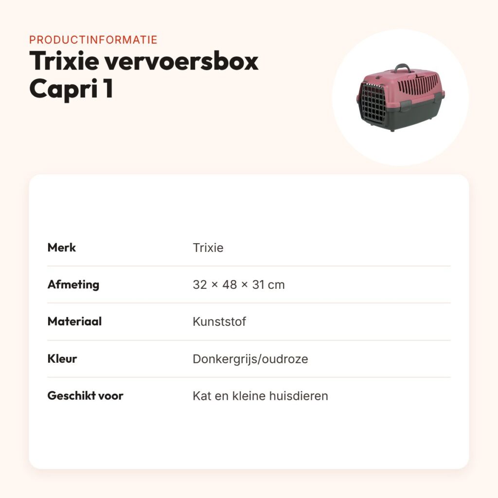 Trixie vervoersbox Capri 1 donkergrijs/oudroze 32 x 48 x 31 cm – productinformatie