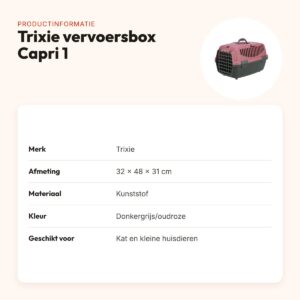 Trixie vervoersbox Capri 1 donkergrijs/oudroze 32 x 48 x 31 cm – productinformatie