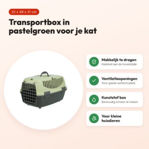 Trixie vervoersbox Capri 1 donkergrijs/pastelgroen 32 x 48 x 31 cm – voordelen