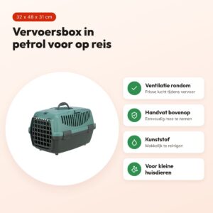 Trixie vervoersbox Capri 1 donkergrijs/petrol 32 x 48 x 31 cm – voordelen