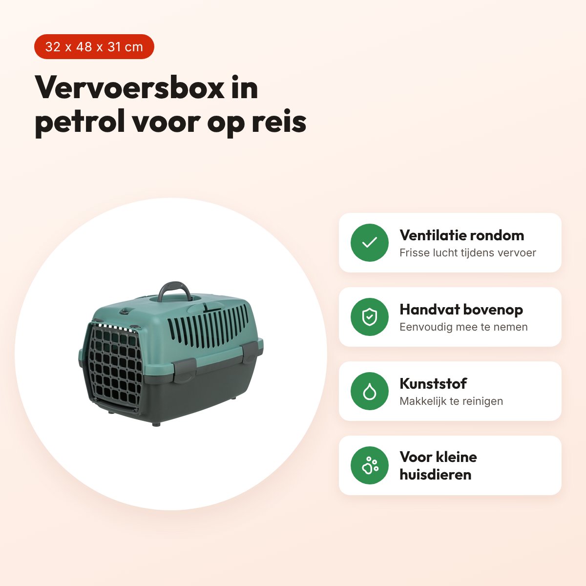 Trixie vervoersbox Capri 1 donkergrijs/petrol 32 x 48 x 31 cm – voordelen