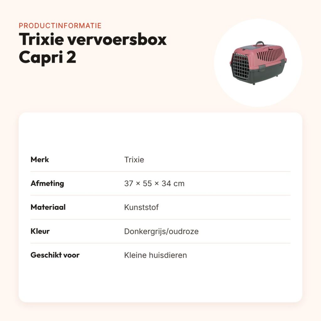 Trixie vervoersbox Capri 2 donkergrijs/oudroze 37 x 55 x 34 cm – productinformatie