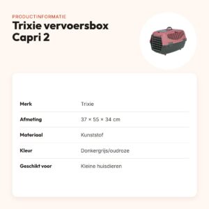 Trixie vervoersbox Capri 2 donkergrijs/oudroze 37 x 55 x 34 cm – productinformatie