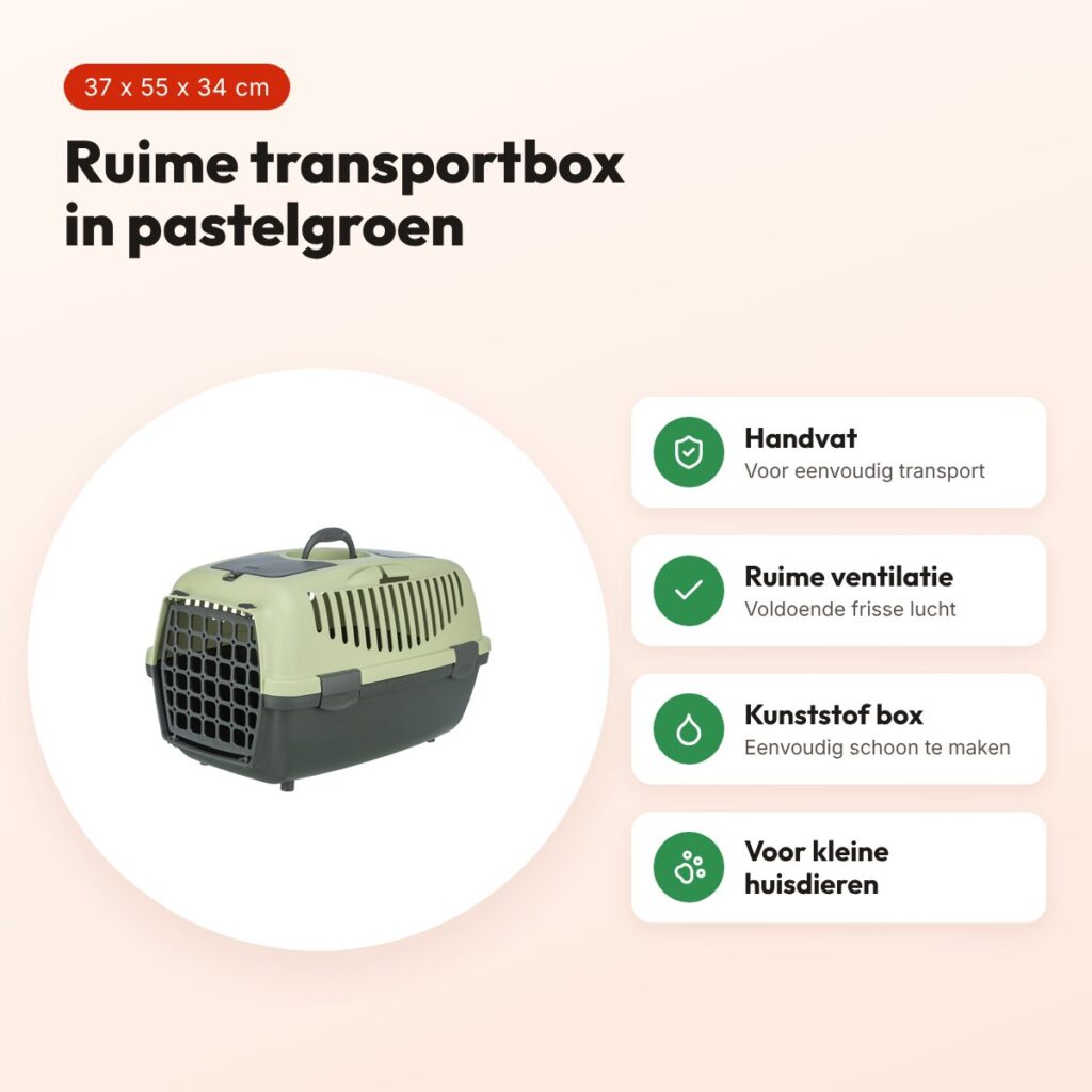 Trixie vervoersbox Capri 2 donkergrijs/pastelgroen 37 x 55 x 34 cm – voordelen