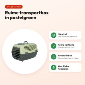 Trixie vervoersbox Capri 2 donkergrijs/pastelgroen 37 x 55 x 34 cm – voordelen